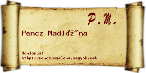 Pencz Madléna névjegykártya